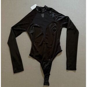 Windsor Body Suit‎ Womens Small Black Pullover Button Long Sleeve Ladies.